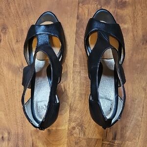 Sofft Black Leather Heeled Sandals